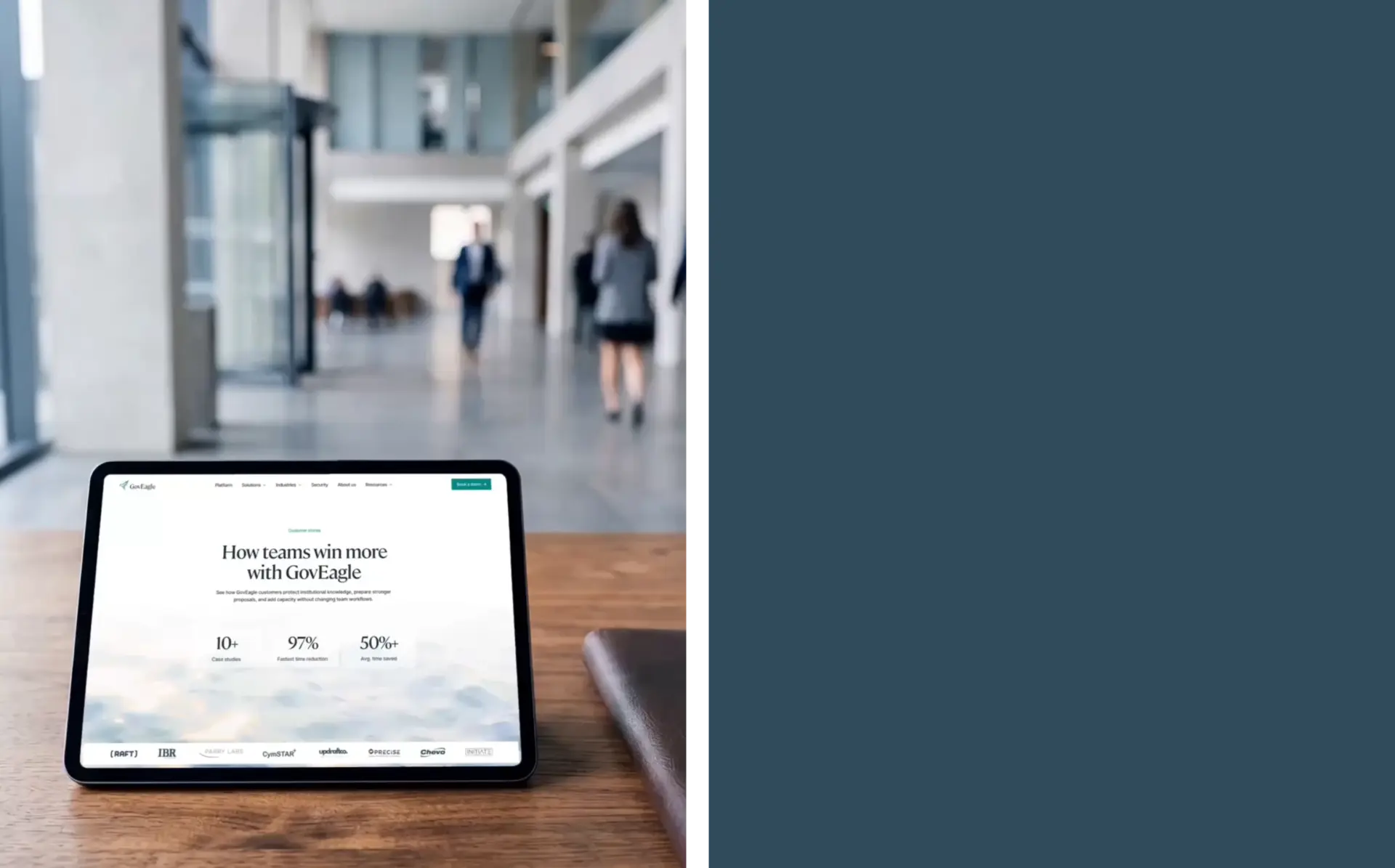 Tablet website and animated eagle mark